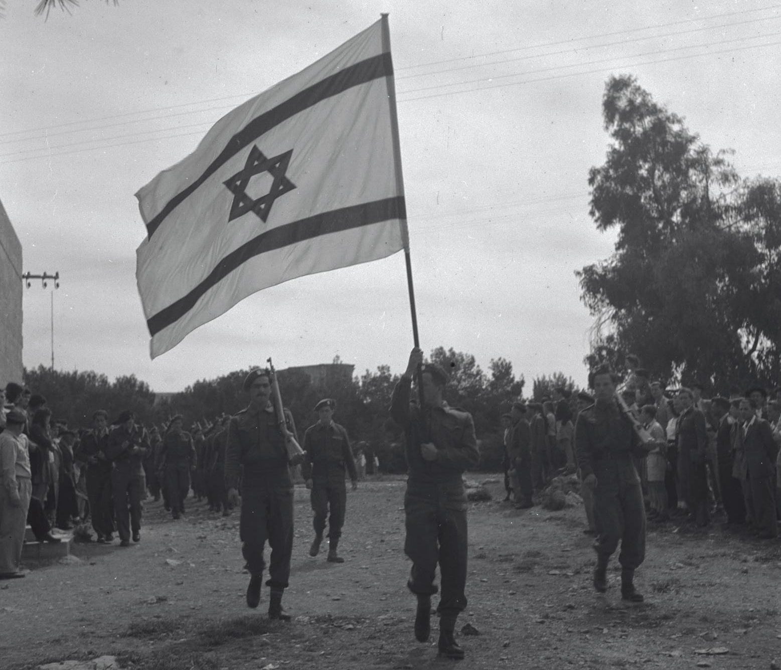 Jerusalem - A festive parade of Jewish soldiers during Passover, 1948. Credit: Rudolf Jonas, KKL-JNF Photo Archive